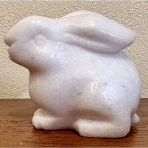 Marbled Stone Figurine Rabbit 2.5” Tall Vintage Hand Carved